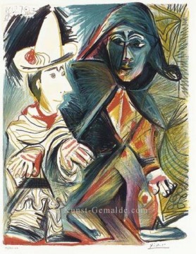 Pierrot et Arlequin 1972 kubistisch Ölgemälde
